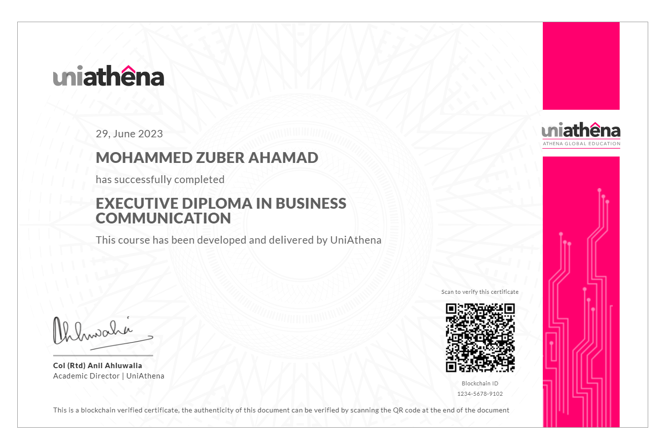 Certificate n9
